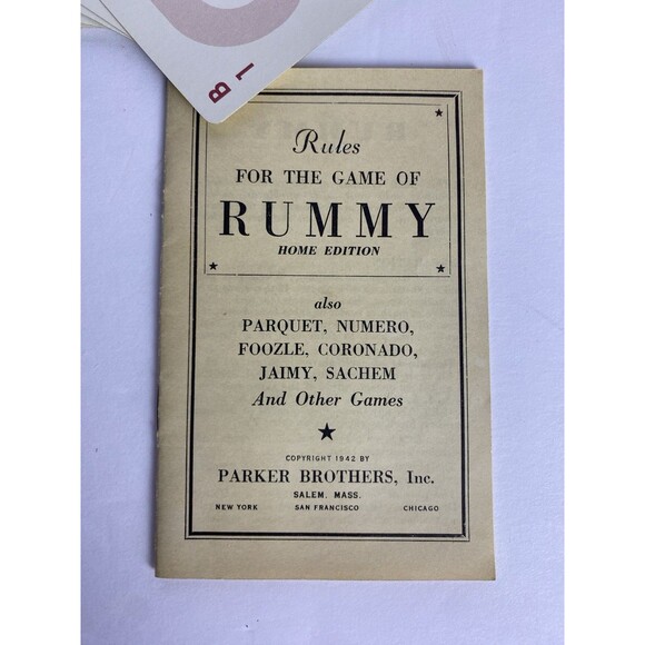 Vintage Game Parker Brothers RUMMY and Other Games 1942 COMPLETE w/instructions - Picture 5 of 10